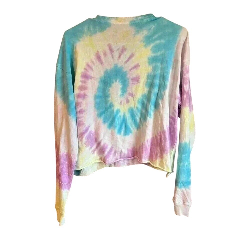 Pura Vida Dreamer‎ Tie Dye Cropped Long Sleeve Tee Pastel Celestial Small Petite - Picture 4 of 4